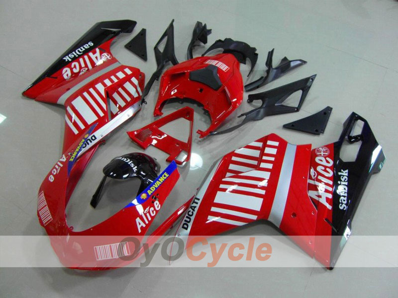 Injection Fairing kit for 08-13 Ducati 848 - Red, Black - Alice #OYO87902172 Main image