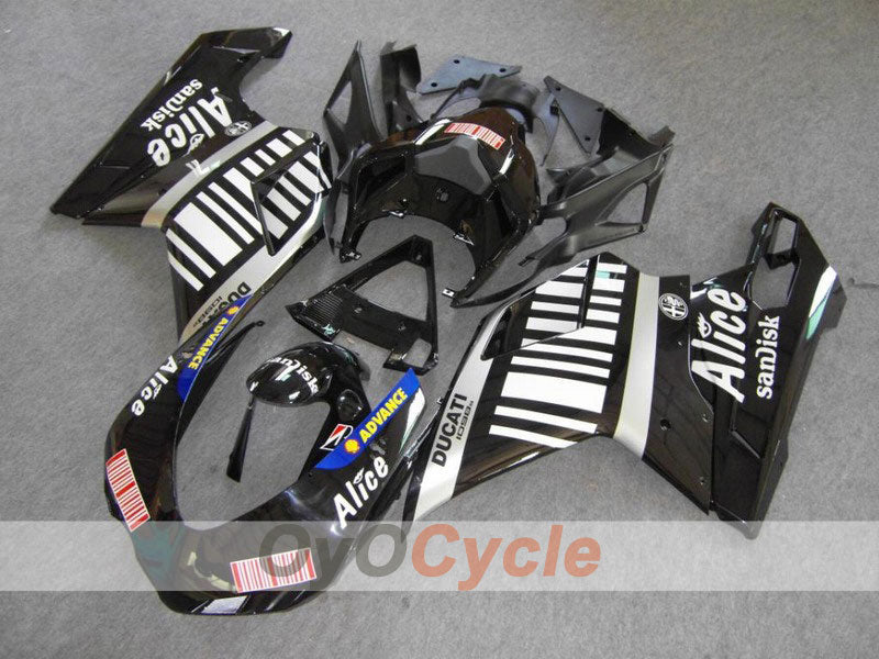Injection Fairing kit for 08-13 Ducati 848 - White, Black - Alice #OYO87902175