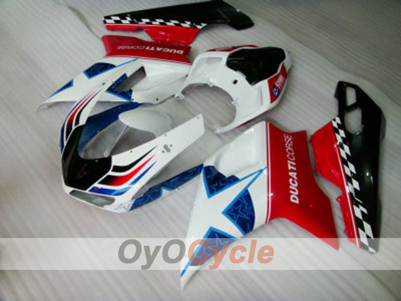 Injection Fairing kit for 08-13 Ducati 848 - Red, White - Factory Style #OYO87902177
