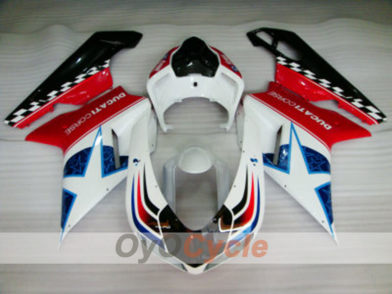 Injection Fairing kit for 08-13 Ducati 848 - Red, White - Factory Style #OYO87902177