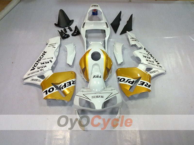 Injection Fairing kit for 03-04 CBR600RR - White, Gold - Repsol #OYO87902563