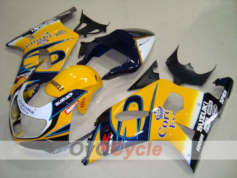 Injection Fairing kit for 01-03 GSX R600 - Yellow, Blue - Corona, MOTUL #OYO87901032