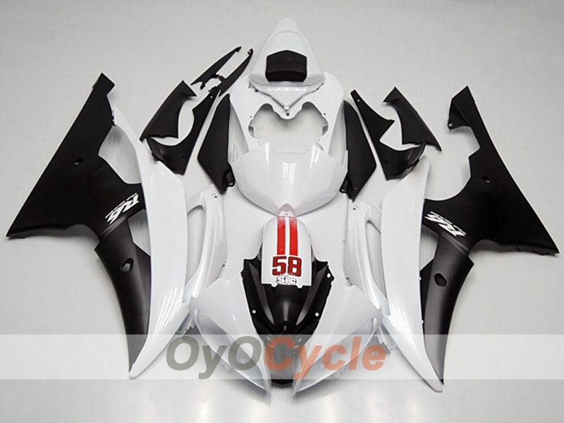 Injection Fairing kit for 08-16 YZF-R6  - White, Black - Factory Style #OYO87904736 Main image