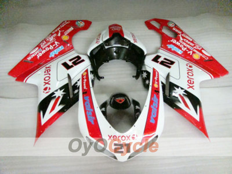 Injection Fairing kit for 07-09 Ducati 1098 - Red, White - Xerox #OYO87902232 Main image