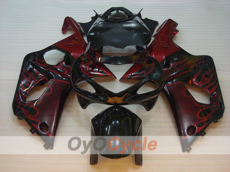 Injection Fairing kit for 00-02 GSX R1000 - Red, Black - Flame #OYO87901735 Secondary image