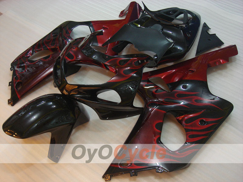 Injection Fairing kit for 00-03 GSX R750 - Red, Black - Flame #OYO87901054 Secondary image