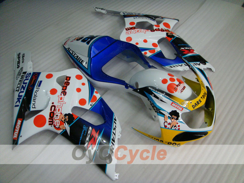 Injection Fairing kit for 00-02 GSX R1000 - Blue, White - Dark Dog, MOTUL #OYO87901723