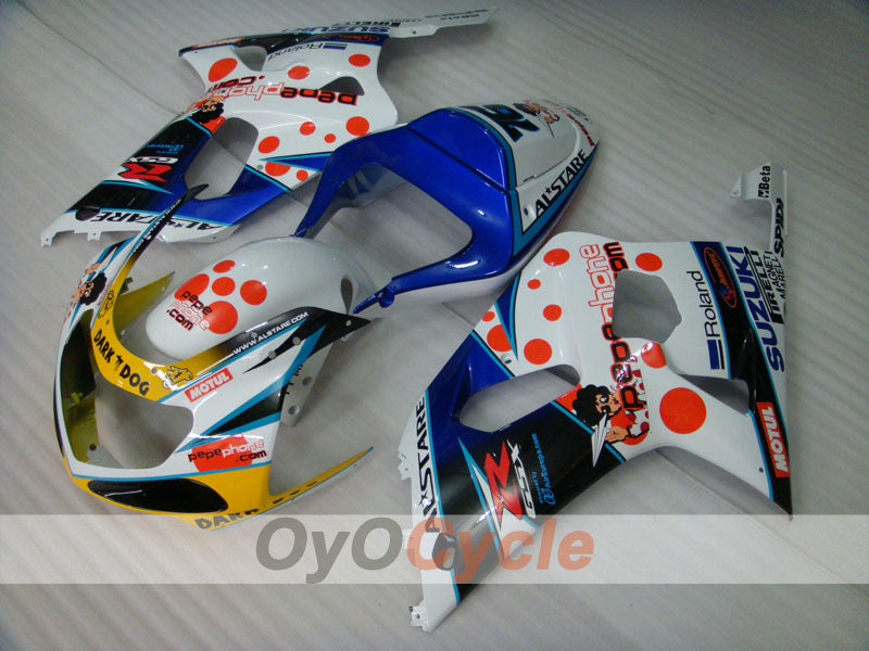 Injection Fairing kit for 00-02 GSX R1000 - Blue, White - Dark Dog, MOTUL #OYO87901723
