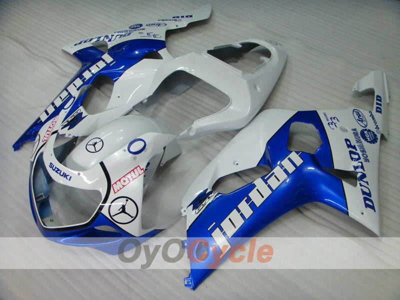 Injection Fairing kit for 01-03 GSX R600 - Blue, White - DUNLOP, Jordan #OYO87901051