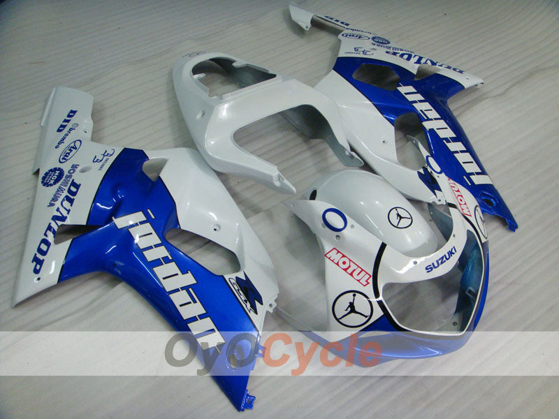 Injection Fairing kit for 01-03 GSX R600 - Blue, White - DUNLOP, Jordan #OYO87901051 Main image