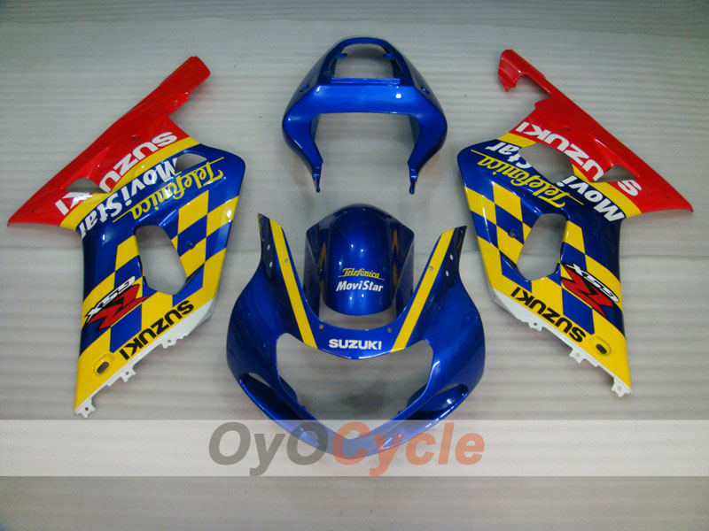 Injection Fairing kit for 00-03 GSX R750 - Red, Blue - Movistar #OYO87901066