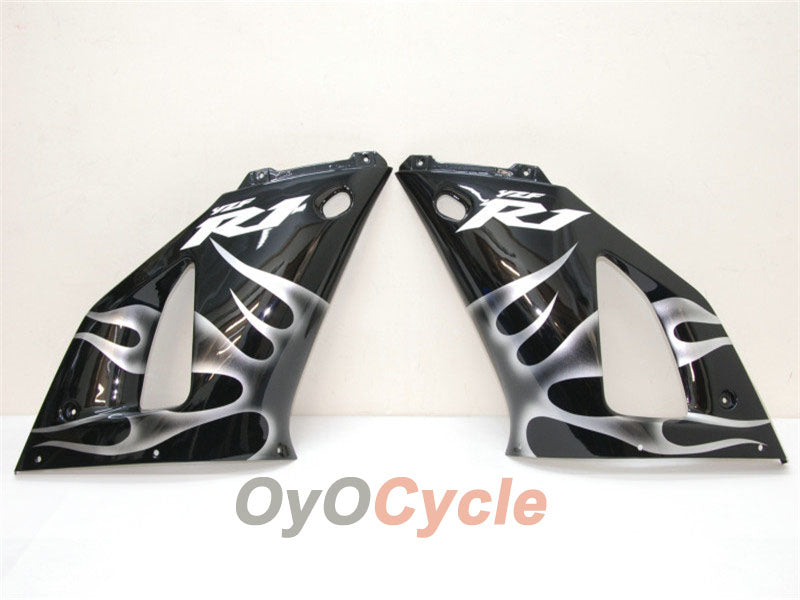 Injection Fairing kit for 98-99 YZF-R1 - Black, Silver - Flame #OYO87900739