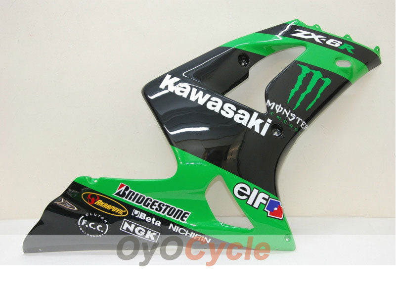 Injection Fairing kit for 03-04 NINJA ZX-6R - Green, Black - Monster #OYO87901807