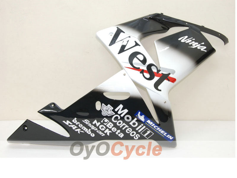 Injection Fairing kit for 04-05 NINJA ZX-10R - White, Black - West #OYO87901550