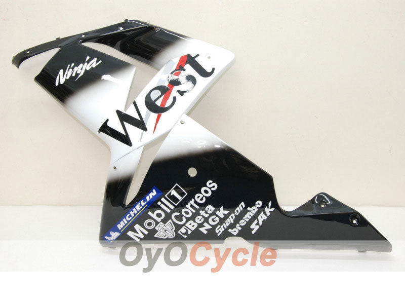 Injection Fairing kit for 04-05 NINJA ZX-10R - White, Black - West #OYO87901550
