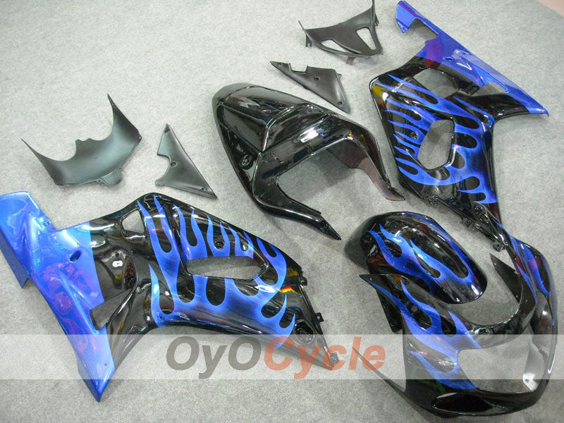 Injection Fairing kit for 00-03 GSX R750 - Blue, Black - Flame #OYO87901044 Main image