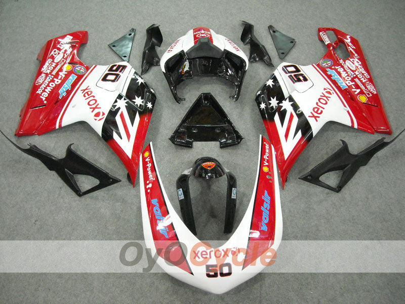 Injection Fairing kit for 08-13 Ducati 848 - Red, Black - Xerox #OYO87902239