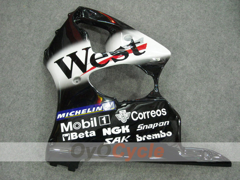 Fairing kit for 02-03 NINJA ZX-9R - White, Black - West #OYO87903055