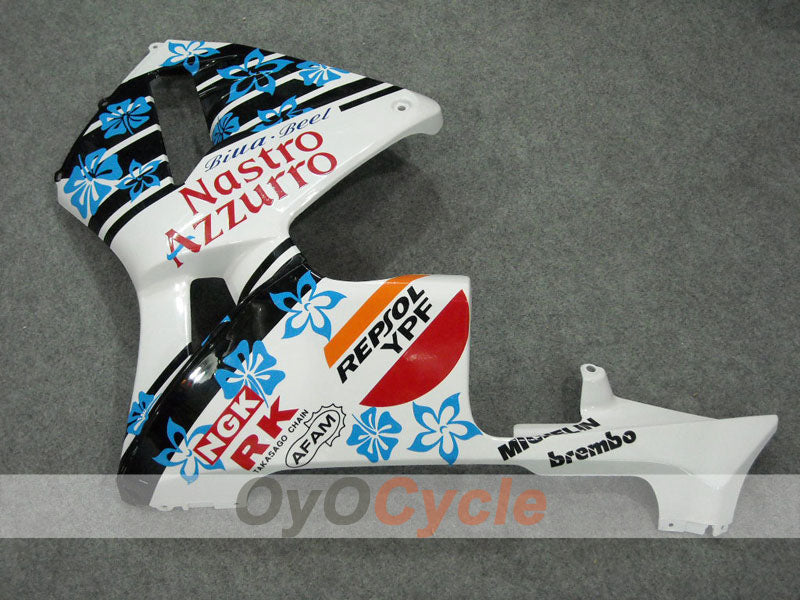 Injection Fairing kit for 03-04 CBR600RR - White, Black - Nastro Azzurro #OYO87902539