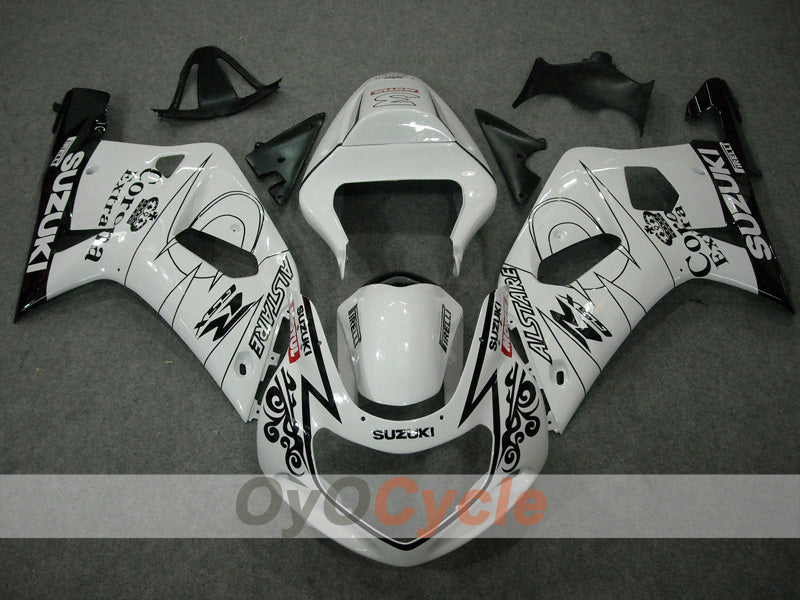 Injection Fairing kit for 01-03 GSX R600 - White, Black - Corona, MOTUL #OYO87901036