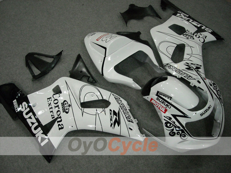 Injection Fairing kit for 01-03 GSX R600 - White, Black - Corona, MOTUL #OYO87901036