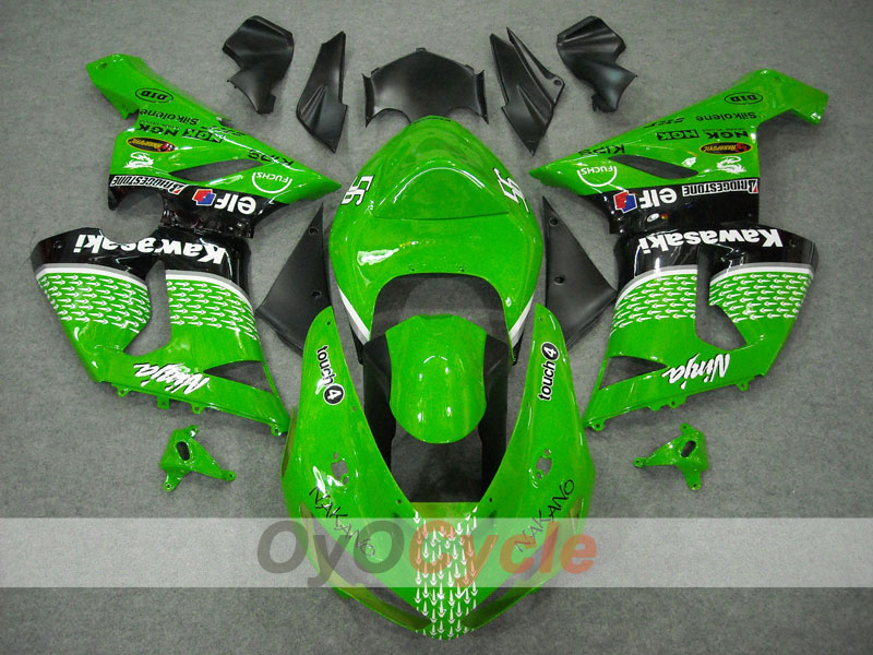 Injection Fairing kit for 05-06 NINJA ZX-6R - Green, Black - Nakano #OYO87901885