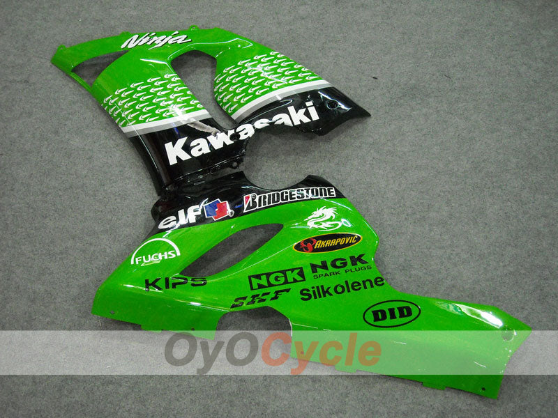 Injection Fairing kit for 05-06 NINJA ZX-6R - Green, Black - Nakano #OYO87901885