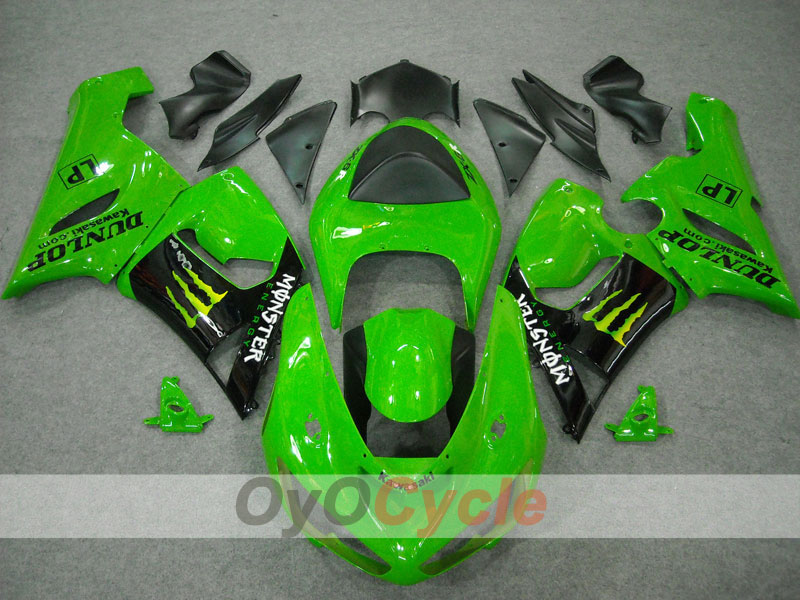 Injection Fairing kit for 05-06 NINJA ZX-6R - Green, Black - Monster #OYO87901873