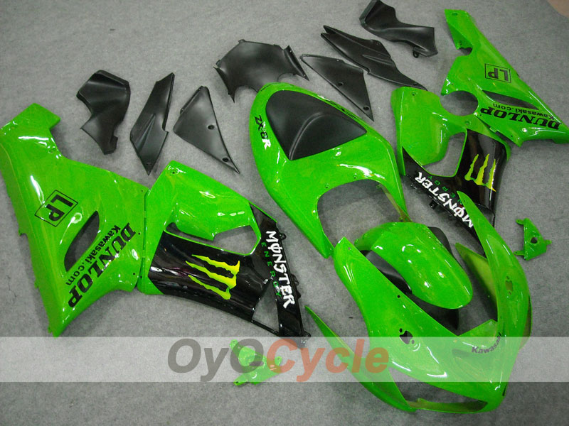 Injection Fairing kit for 05-06 NINJA ZX-6R - Green, Black - Monster #OYO87901873