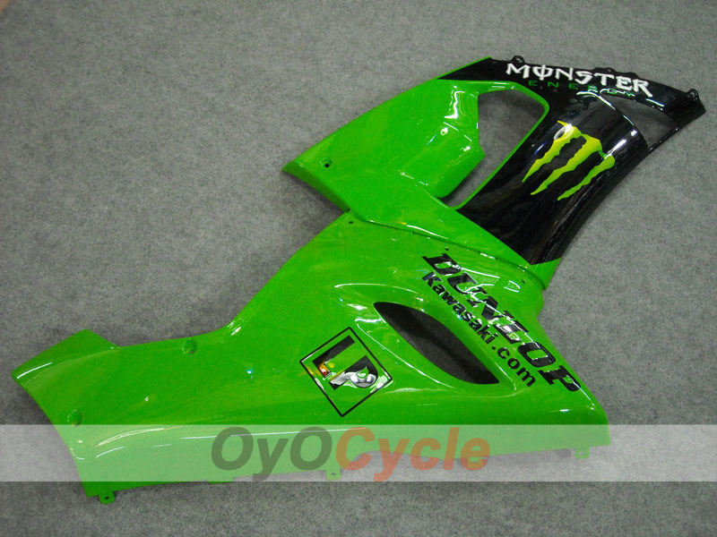 Injection Fairing kit for 05-06 NINJA ZX-6R - Green, Black - Monster #OYO87901873
