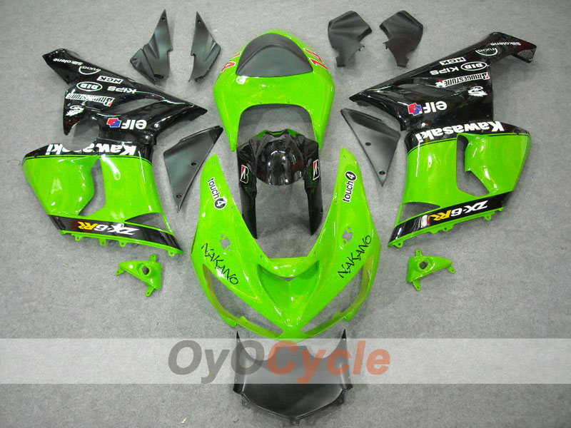 Injection Fairing kit for 05-06 NINJA ZX-6R - Green, Black - Nakano #OYO87901887