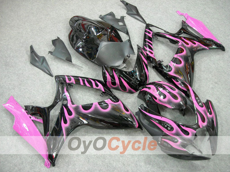 Injection Fairing kit for 06-07 GSX R750 - Black, Pink - Flame #OYO87901287