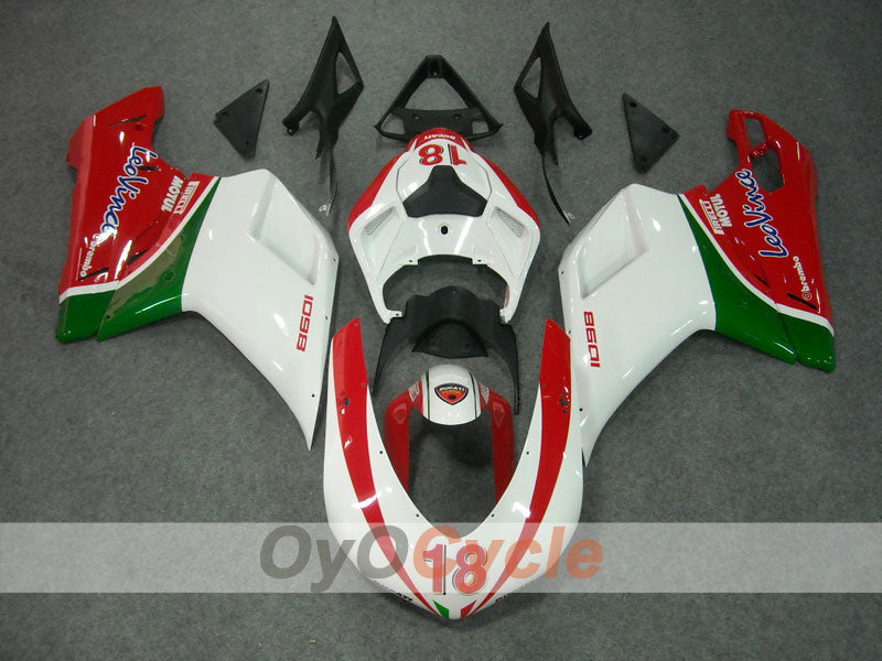 Injection Fairing kit for 07-09 Ducati 1098 - Red, White - Factory Style #OYO87902310