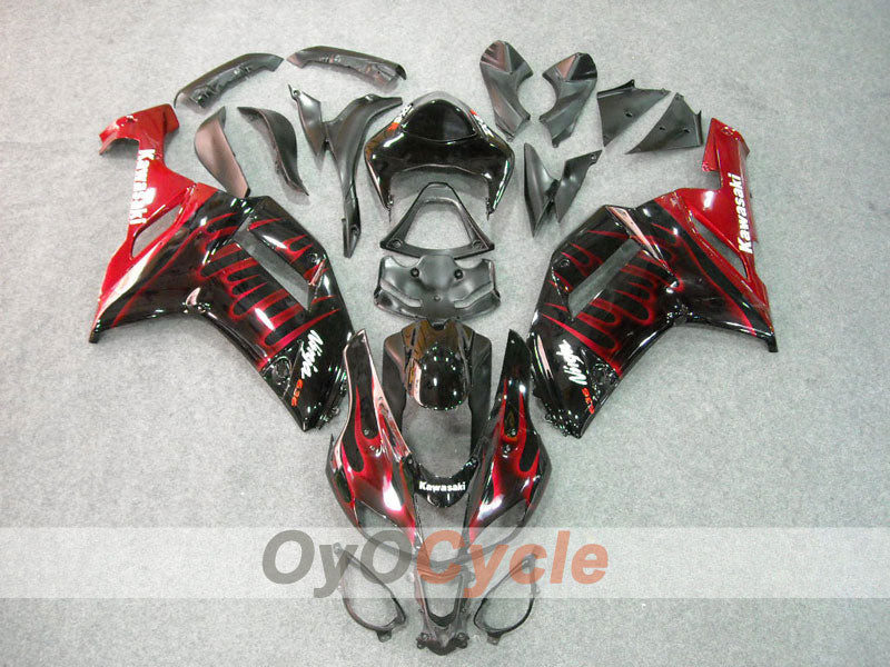 Injection Fairing kit for 07-08 NINJA ZX-6R - Red, Black - Flame #OYO87901934
