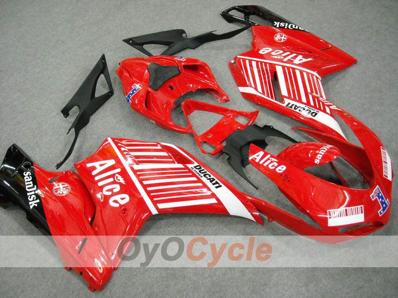 Injection Fairing kit for 08-13 Ducati 848 - Red, Black - Alice #OYO87902174