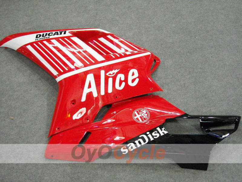 Injection Fairing kit for 08-13 Ducati 848 - Red, Black - Alice #OYO87902174