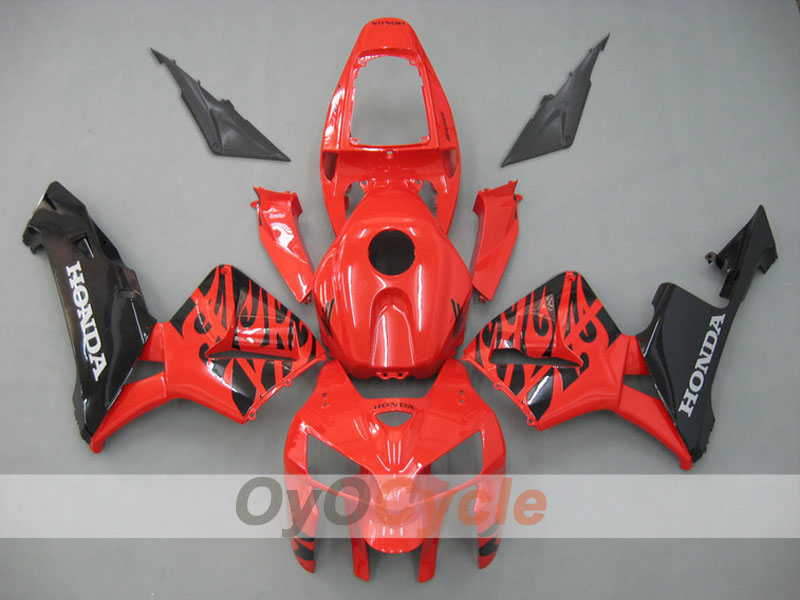 Injection Fairing kit for 05-06 CBR600RR - Red, Black - Flame #OYO87900241 Main image