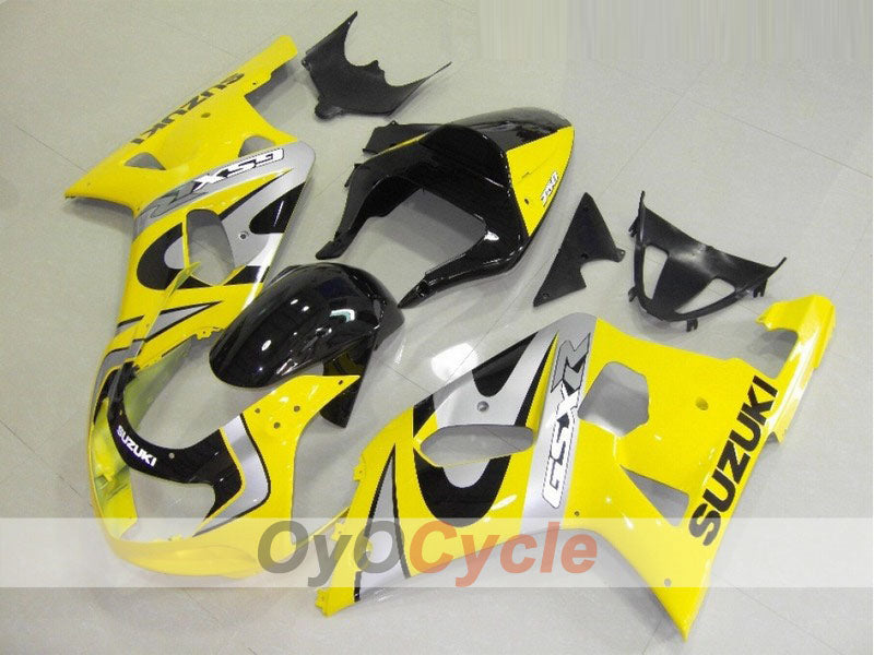 Injection Fairing kit for 00-03 GSX R750 - Yellow, Black - Factory Style #OYO87901100 Main image