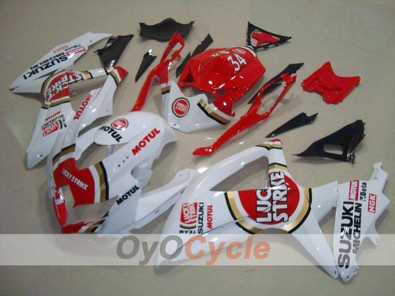 Injection Fairing kit for 08-10 GSX R600 - Red, White - Lucky Strike, MOTUL #OYO87901643 Main image