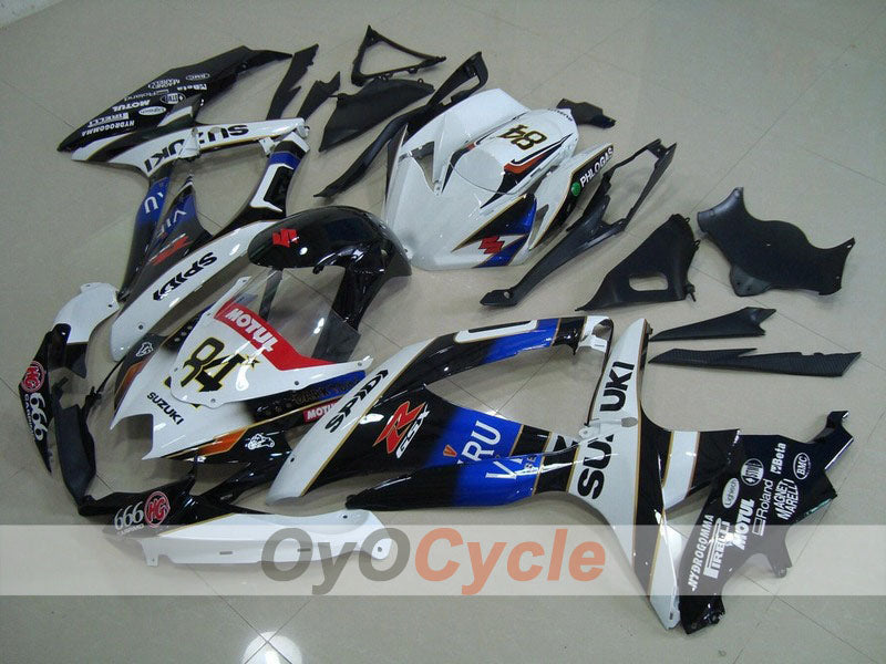 Injection Fairing kit for 08-10 GSX R600 - White, Black - VIRU #OYO87901676 Main image