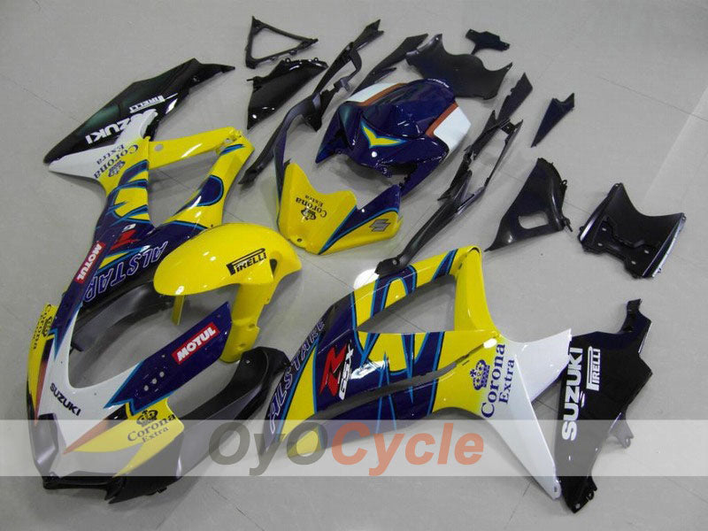 Injection Fairing kit for 08-10 GSX R600 - Yellow, Blue - Corona, MOTUL #OYO87901608