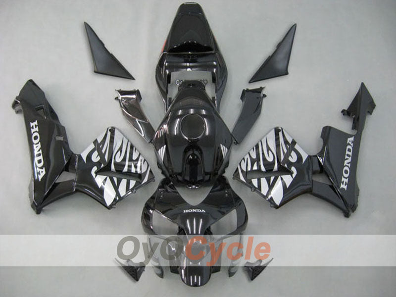 Injection Fairing kit for 03-04 CBR600RR - Black, Silver - Flame #OYO87902511 Main image