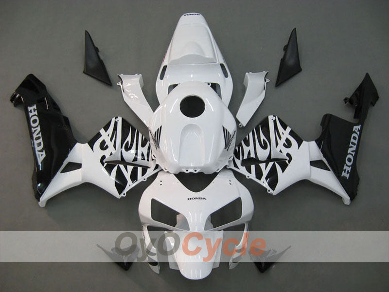 Injection Fairing kit for 03-04 CBR600RR - White, Black - Flame #OYO87902515 Main image