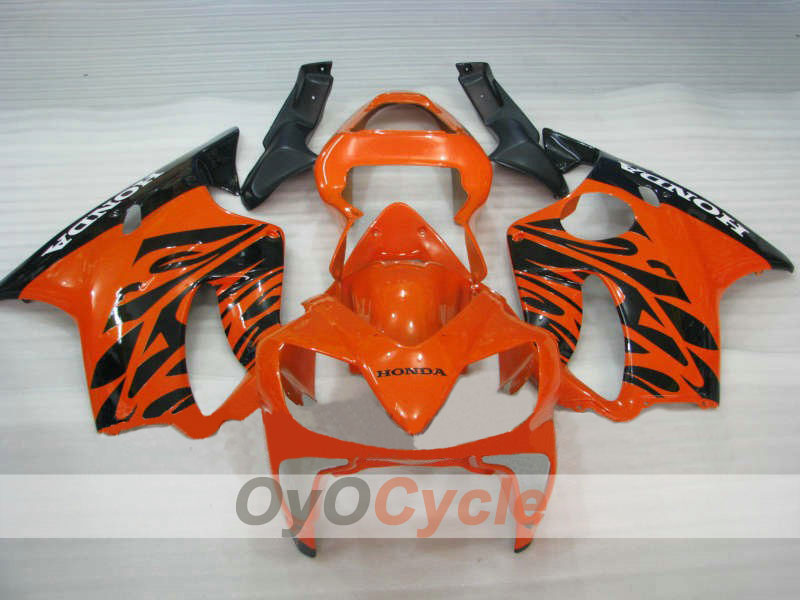 Injection Fairing kit for 01-03 CBR600F4i - Orange, Black - Flame #OYO87900153 Main image