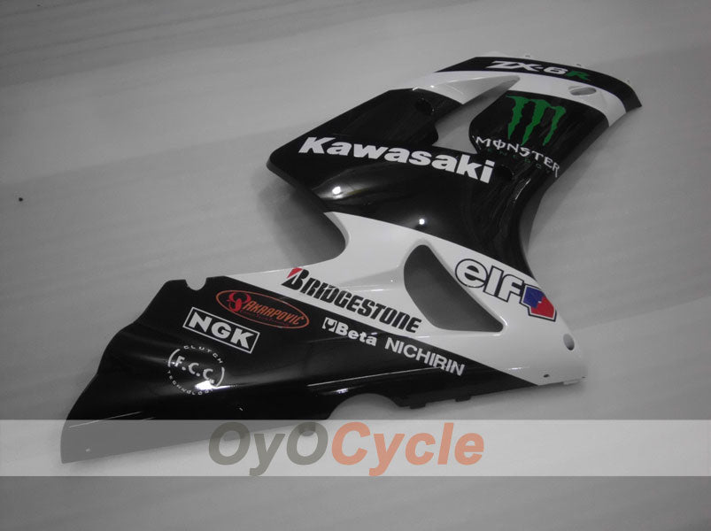 Injection Fairing kit for 03-04 NINJA ZX-6R - White, Black - Monster #OYO87901810