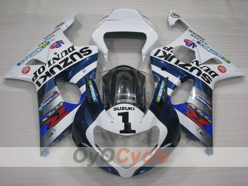 Injection Fairing kit for 01-03 GSX R600 - Blue, White - DUNLOP #OYO87905081