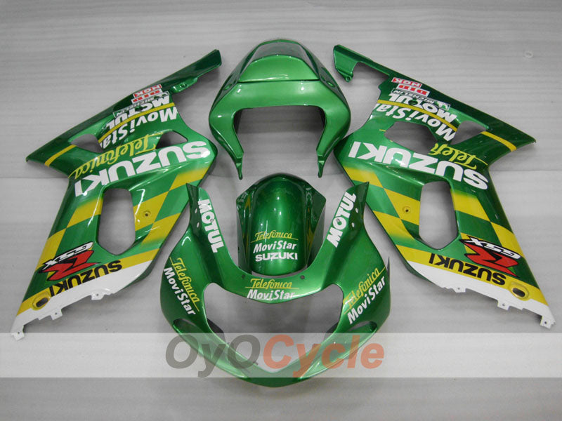 Injection Fairing kit for 01-03 GSX R600 - Green - Movistar #OYO87905088