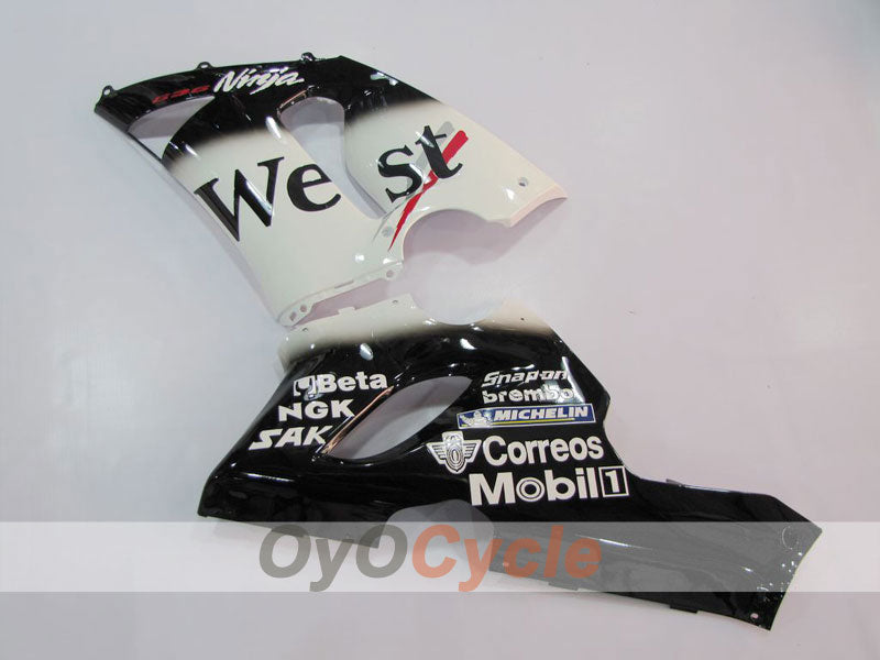 Injection Fairing kit for 05-06 NINJA ZX-6R - White, Black - West #OYO87901894