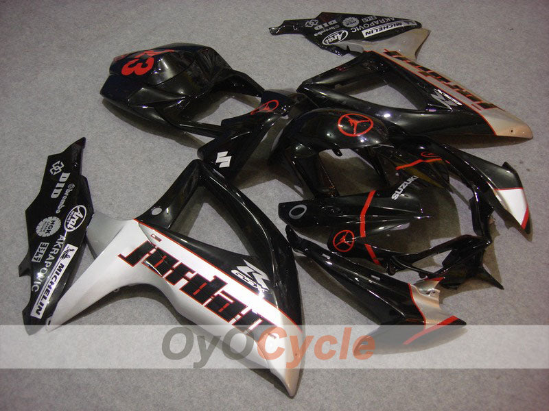 Injection Fairing kit for 08-10 GSX R750 - Black, Silver - Jordan #OYO87901450