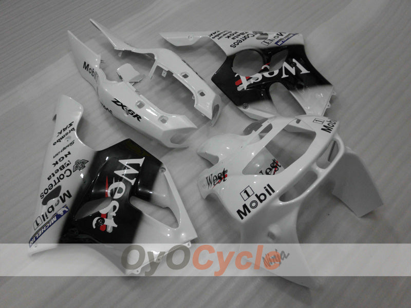 Injection Fairing kit for 94-97 NINJA ZX-6R - White, Black - West #OYO87902996